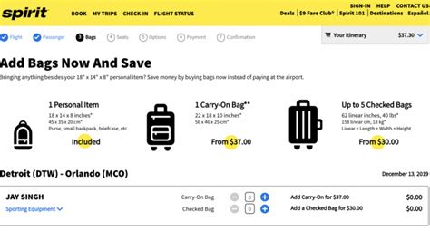 spirit airlines bag discount.